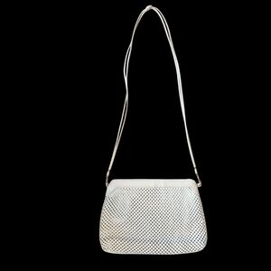 Vintage Whiting And Davis Metal Mesh Light Cream Crossbody Bag
